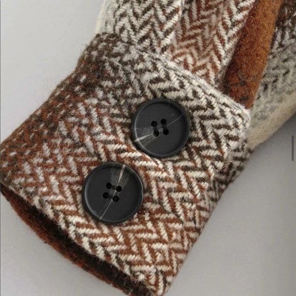 Boyfriend Fit Plaid Jacket Coat Brown Trucker - Picture 14 of 16